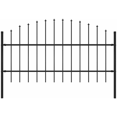 Recinzione Giardino Punta a Lancia (0,75-1)x1,7m Acciaio Nero - Nero - Vidaxl