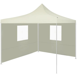 Gazebo Professionale Pieghevole con 2 Pareti 2x2m Acciaio Crema - crema - Youthup características