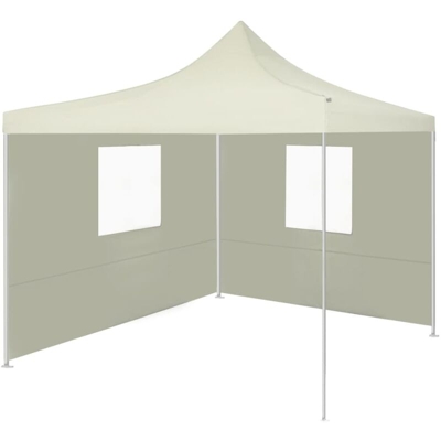 Gazebo Professionale Pieghevole con 2 Pareti 2x2m Acciaio Crema - crema - Youthup