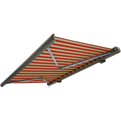 Tenda a cassonetto tenda da sole elettrica a cassonetto completa con Led, tenda da sole beige-arancione, cassonetto antracite, radiocomando, en oferta