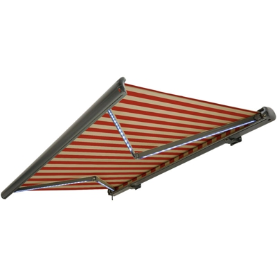 Tenda a cassonetto tenda da sole elettrica a cassonetto completa con Led, tenda da sole beige-arancione, cassonetto antracite, radiocomando,