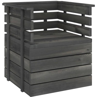 vidaXL Poltrona da Giardino in Legno Massello di Pino Grigio Scuro - Grigio