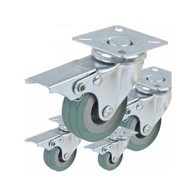 Tradeshop - RUOTA GOMMA RIGIDA CON PIASTRA GIREVOLE E FRENO BLOCCO DIAMETRO RUOTA 75x21