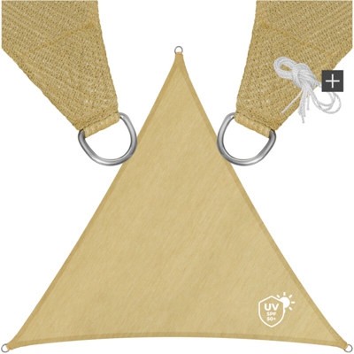 Tectake - vela ombreggiante triangolare in polietilene, beige - telo ombreggiante, ombreggiante, telo vela ombreggiante - 300 x 300 x 300 cm - beige