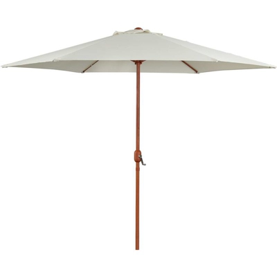 Ombrellone da giardino dritto in alluminio con finitura legno Luz - Tondo - Ø 3m - Ecru