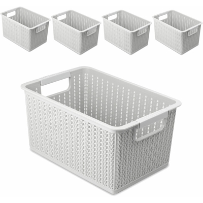 Scatole di stoccaggio in plastica - Set di 5 Bianco - White - Pukkr