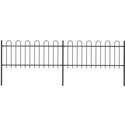 Recinzione Giardino con Punta Tonda in Acciaio 3,4x0,8 m Nera - Nero - Youthup