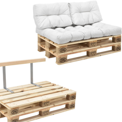 [en.casa] - Divano paletta - a 2 posti con cuscini - (bianco) set completo incl. Schienale con 2 pallet características