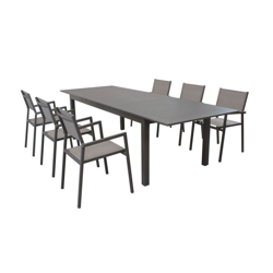 Tavolo allungabile "Cuba" in alluminio dogato da esterno per giardino e veranda -Tavolo 150210 + 6 Sedie / Bianco precio