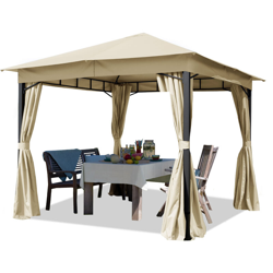 Gazebo da Giardino ca. 3x3 m con Telo Impermeabile da ca. 180g/m² crema características