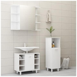 Set Mobili Da Bagno 3 Pz Bianco Lucido In Truciolato en oferta