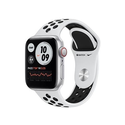 Nike + Watch SE 40mm Impermeabile 5ATM GPS + Cellular WiFi / Bluetooth con Cassa in alluminio Argento e Cinturino Platino / Nero