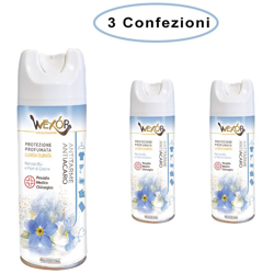 Wexor spray antitarme e antiacaro narciso blu e fiori di cotone professionale 3 confezioni da 400 ml en oferta
