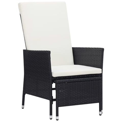 Sedia Da Giardino Reclinabile Con Cuscino In Polyrattan Nero