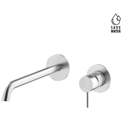 Miscelatore lavabo a parete con bocca lunga 190 mm Newform X-STEEL 69628EX | Acciaio Spazzolato