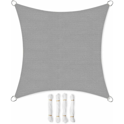 Vela Ombreggiante 3 x 3 m, Tenda a Vela in HDPE, Schermo UV, Respirante, per Giardino Terrazzo Balcone, Grigio Fumo GSS033G01 - Grigio Fumo características