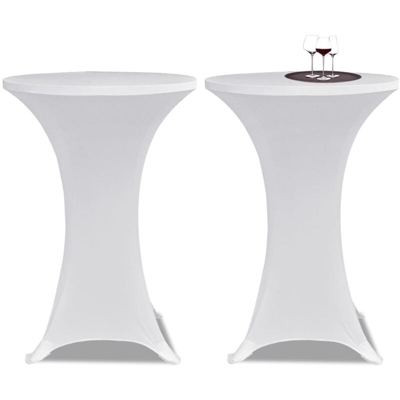 Copritavolo ?70 cm Bianco Tessuto elasticizzato 2 pezzi - Bianco