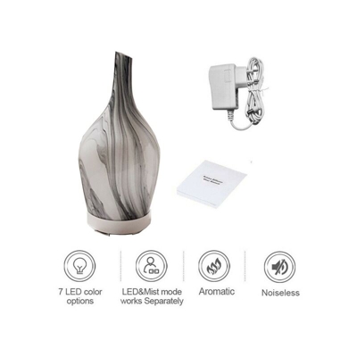 Tradeshop - DIFFUSORE OLI VETRO CROMOTERAPIA AROMATERAPIA UMIDIFICATORE BIANCO E NERO 03 LED