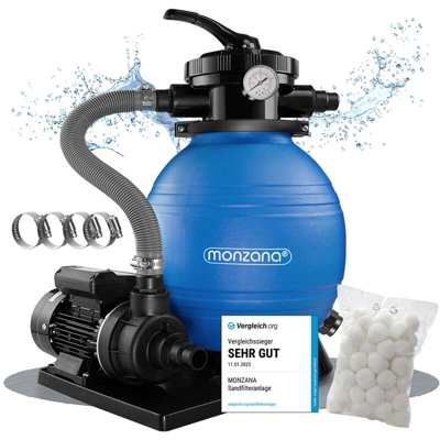 Monzana - Pompa filtro a sabbia 10,2 m³/h impianto di filtraggio per piscine + 700g Filtro balls sfere per pompe da piscina
