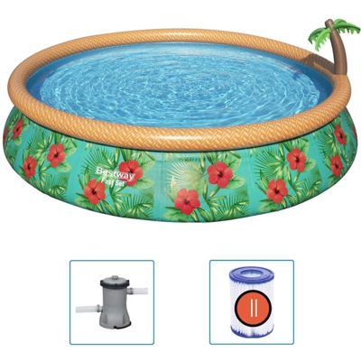 Bestway Fast Set Piscina Gonfiabile Paradise Palms 457x84 cm - Multicolore