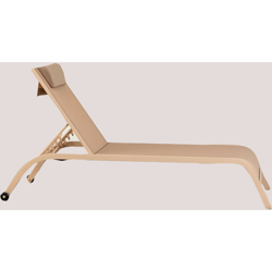 Lettino prendisole reclinabile con cuscino Therys Marrone Moka Poliestere - Acciaio - Sklum en oferta