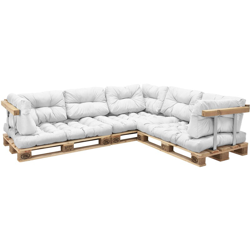 [en.casa] - Cuscini per palette - a 11 pezzi - cuscino sedile + cuscino schienale [bianco] divano a palette adatto per dentro e fuori precio