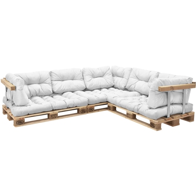 [en.casa] - Cuscini per palette - a 11 pezzi - cuscino sedile + cuscino schienale [bianco] divano a palette adatto per dentro e fuori