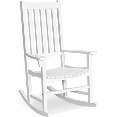 Sedia a Dondolo da Esterno, Sedia con Struttura in Legno di Acacia, Poltrona Relax per Giardino Prato Balcone Cortile, Capacita di Carico 160 kg