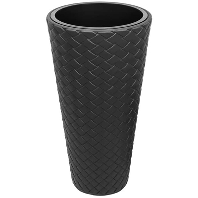 Vaso di fiori alto in rattan sintetico 23 litri antracite 30 x 55 cm