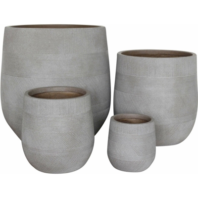 Vasi Per Piante Rotondi Da Interno Ed Esterno Set Da 4 Dimensioni Moderni Vaso Di Design In Resina Colore Taupe , G.57 X 57 X 57/M.43,5 X 43,5 X