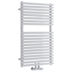 Hudson Reed Magera Scaldasalviette Moderno di Design Verticale - Termoarredo Bagno con Attacchi Centrali - Acciaio Bianco - 304W - 835 x 500mm precio