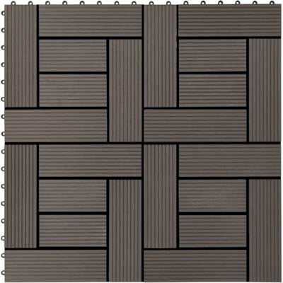 vidaXL Piastrelle per Decking in WPC 11 pz 30x30cm 1mq Marrone Scuro - Marrone