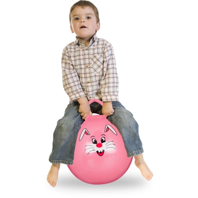 Relaxdays - palla per saltare, con maniglia, adatta per interno ed esterno, con disegni di animali, 45 cm di diametro, rosa