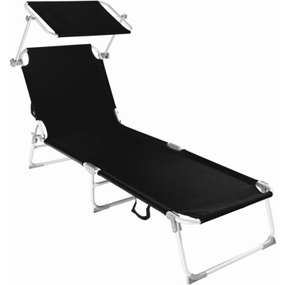 Tectake - lettino prendisole in alluminio Viktoria 4 altezze - sdraio, sdraio da giardino, lettino mare - nero