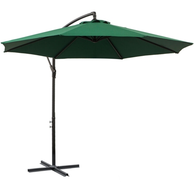 Ombrellone Impermeabile Decentrato Verde Struttura in Acciaio con Manovella ?300 x 250 cm - Outsunny