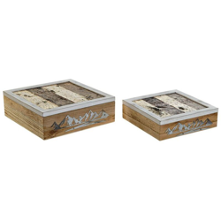 Set di Scatole Decorative DKD Home Decor Legno Metallo Legno MDF (2 pcs) precio