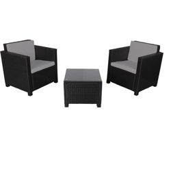Beneffito - MATIRA – Mobili da giardino in resina intrecciata, 2 poltrone, 1 tavolino quadrato 50 x 50 cm, cuscini per seduta e schienale morbidi, precio