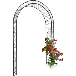Arco per Rose Rampicanti, HLP: 226x144x36,5 cm, Struttura Resistente alle Intemperie, Design Romantico, Nero características