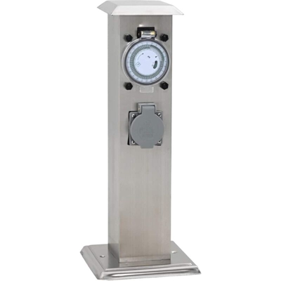 Presa Elettrica da Giardino a Pilastro Acciaio Inox con Timer - Vidaxl