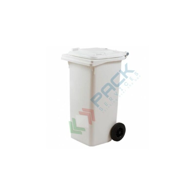 Bidone spazzatura per la raccolta differenziata rifiuti, capacità 80 Lt, certificato UNI EN 840, per uso esterno, colore bianco (Bianco)