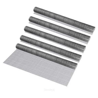 5 rulli filo metallico (4-angoli)(1m x 5m)(zincato) rete saldata filo voliera rete per recinzione