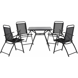 Set da pranzo da giardino in acciaio nero - Tavolo con 4 sedie - LIVO en oferta