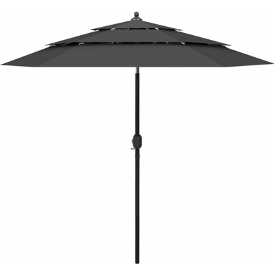 Ombrellone a 3 Livelli con Palo in Alluminio Antracite 2,5 m - Vidaxl