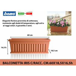 BALCONETTA IRIS C/RACC. CM.60X18,5X16,5h características