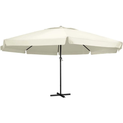 Ombrellone da Esterni Palo in Alluminio 600 cm Bianco Sabbia - Bianco - Vidaxl