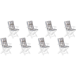 Set di 8 cuscini per sedia da esterno a strisce blu-beige MAUI en oferta