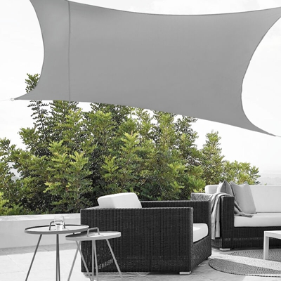 Tenda a Vela Parasole Oscurante Protezione Raggi UV e Vento Impermeabile Rettangolare 3m x 4m Grigio Chiaro