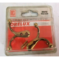 2 GANCI DOPPI DA MURO 40X19X50MM OTTONE LUCIDO - Oreca características