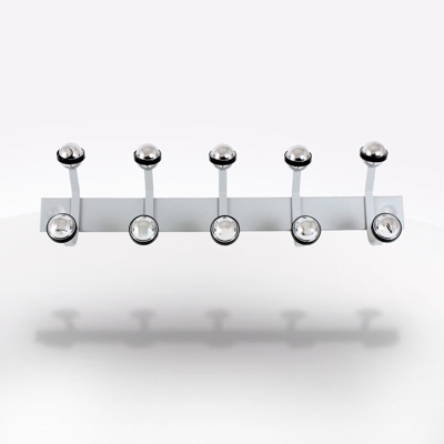 Cetof - APPENDINO 5 POSTI MOD.ELLE A MURO IN METALLO ARGENTO E POMOLI CROMATI