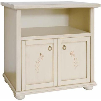 Mobile Porta Tv In Legno Shabby Chic Avorio Patinato Decorato